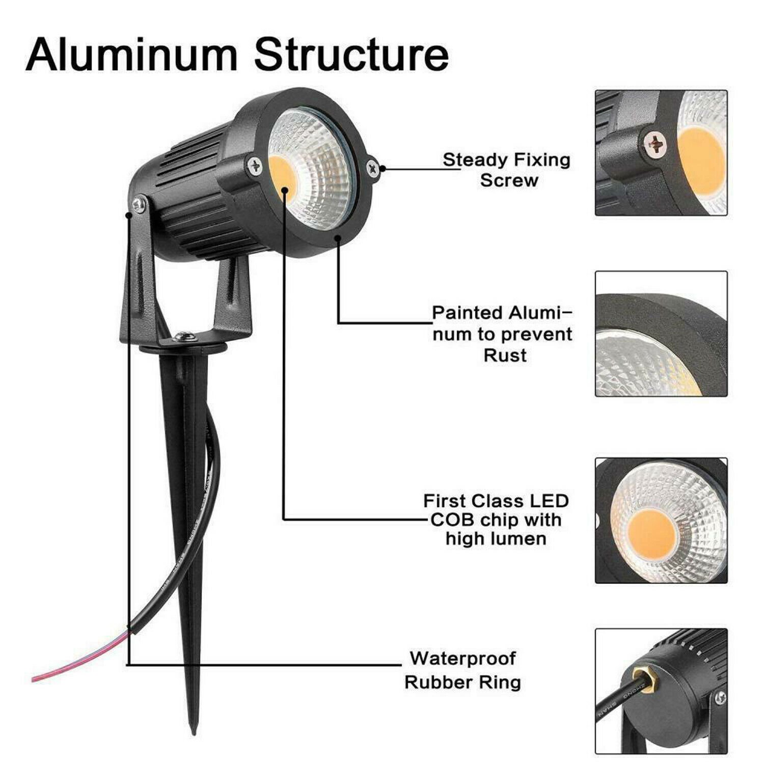 5w 7w 9w 12w lawn patio yard walkway driveway led garden courtyard spike light