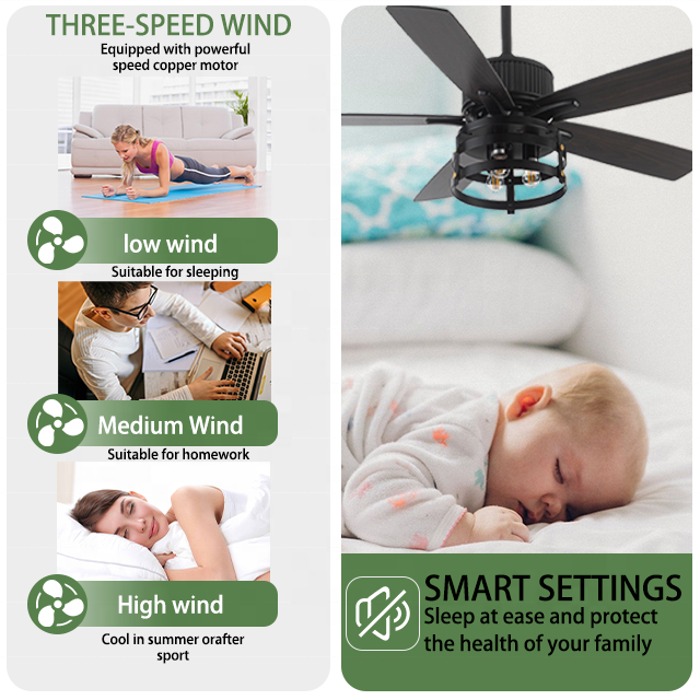 Hot selling 52 inch all copper LED ceiling fan with light, remote control ceiling fan, indoor fan