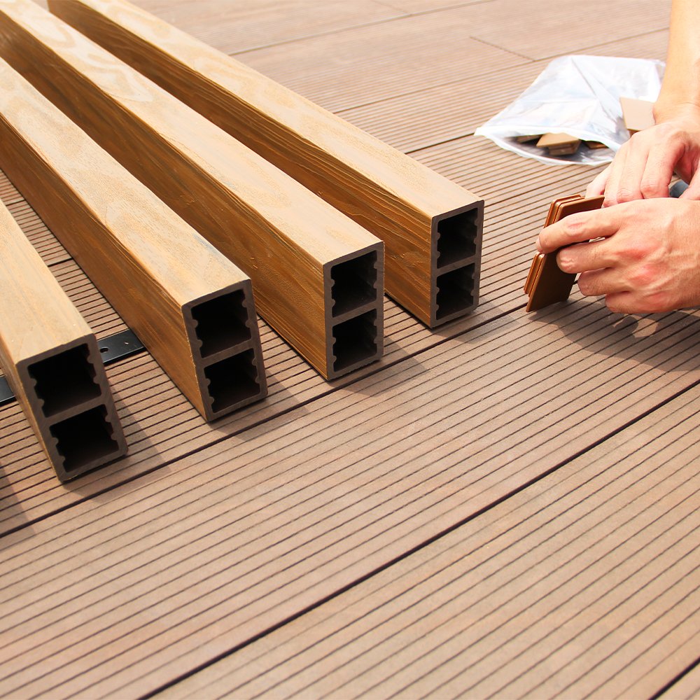 Foju Outdoor Wood Plastic Composite Timber Tube Frame Material Square Timber Tube Wpc Ceiling Hollow Strip
