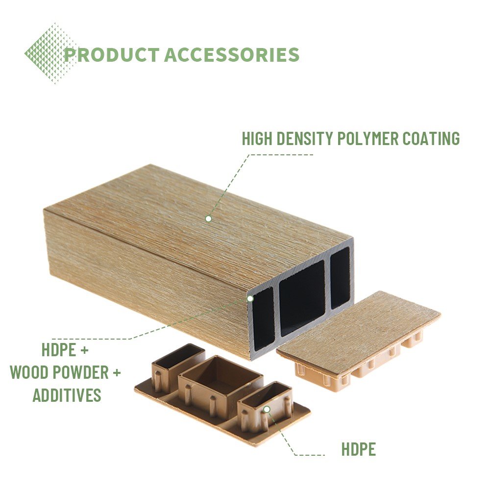 Foju Outdoor Wood Plastic Composite Timber Tube Frame Material Square Timber Tube Wpc Ceiling Hollow Strip