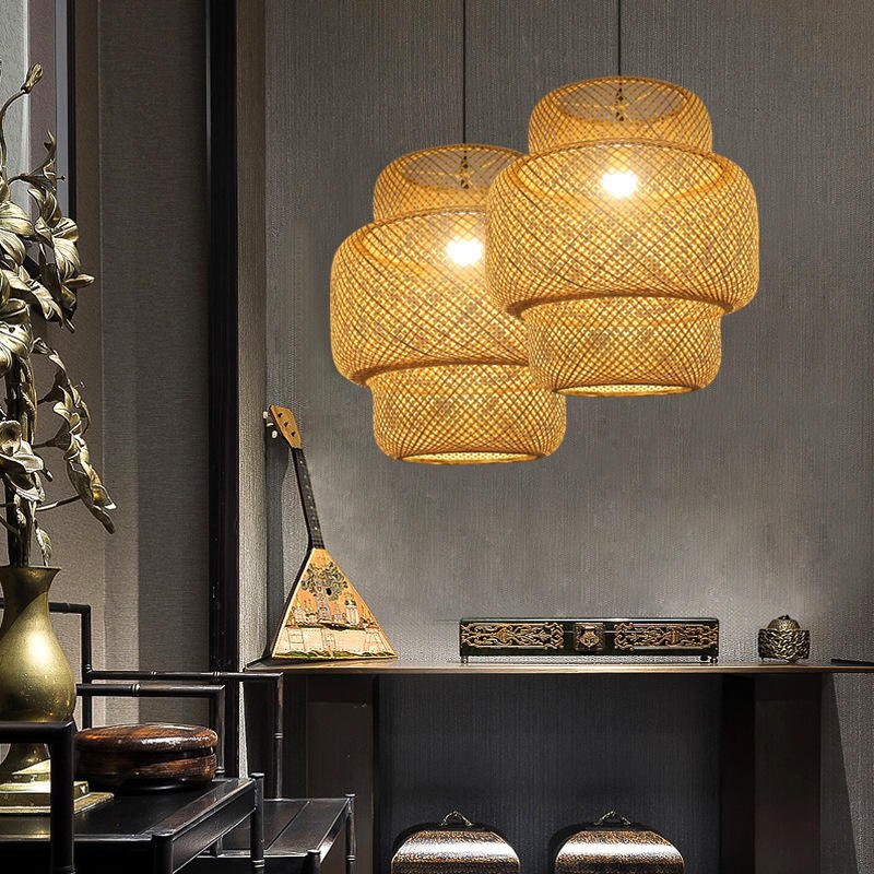 Decoration 2024 Rattan Bamboo Handmade Garden Outdoor Ceiling Restaurant Living Room Hotel Pendant Lamp