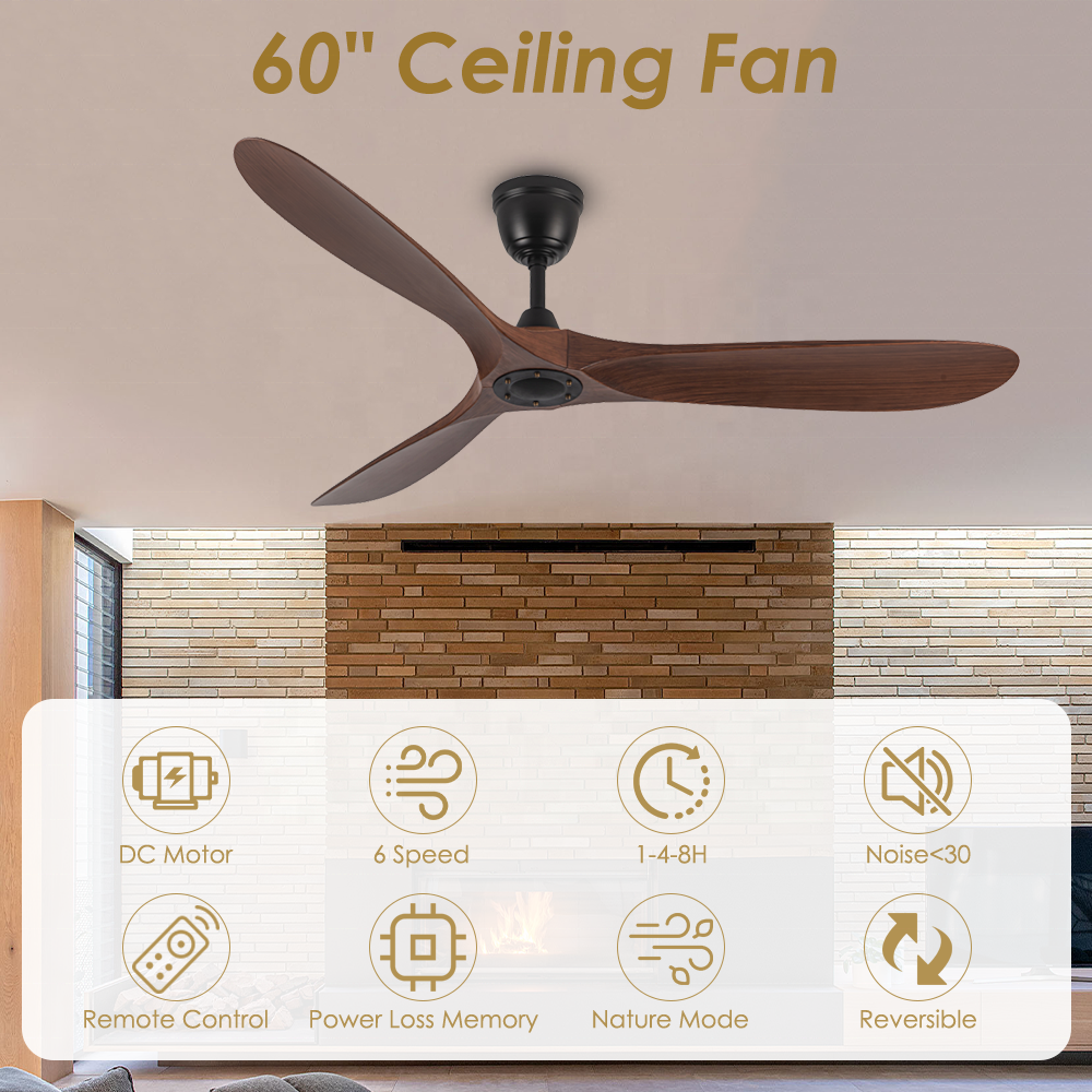 60" ABS blades DC smart ceiling fan 6 speed Decorative remote ceiling fans without light