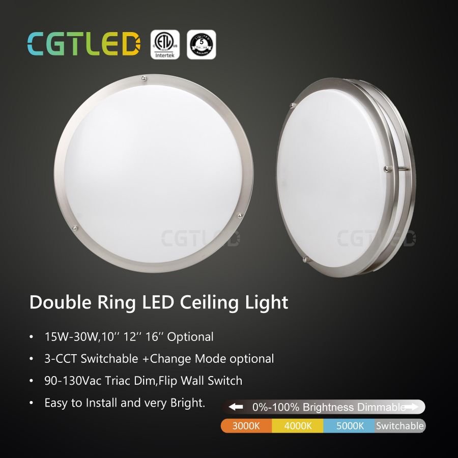 30W 16Inch LED Flush Mount Ceilling Light Fixtures 3CCT 3500K 4000K 5000K LED Ceiling Light For Kitchen Bathroom Kitchen
