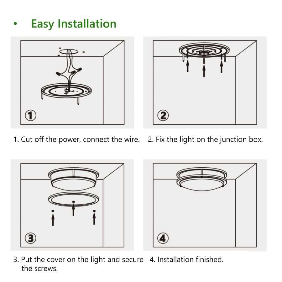 30W 16Inch LED Flush Mount Ceilling Light Fixtures 3CCT 3500K 4000K 5000K LED Ceiling Light For Kitchen Bathroom Kitchen