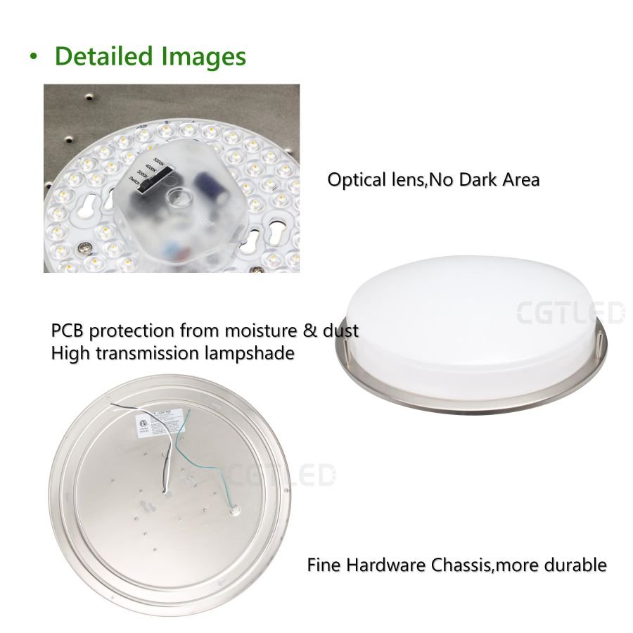 30W 16Inch LED Flush Mount Ceilling Light Fixtures 3CCT 3500K 4000K 5000K LED Ceiling Light For Kitchen Bathroom Kitchen