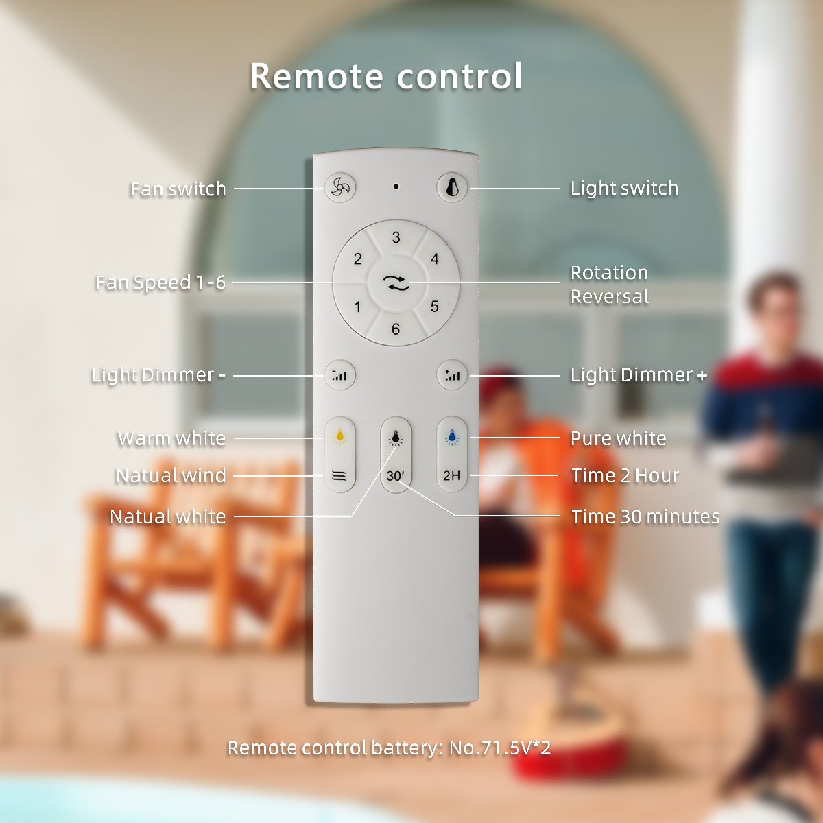 SLYNN Custom Indoor 6 blade Modern 66 Inch LED Light Fan Ceiling Outdoor Ceiling Fan with Light Remote Control Quiet Dimmable