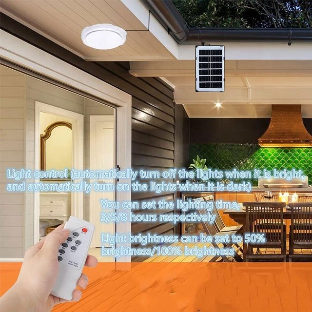 Waterproof LED Solar Indoor Lighting Ceiling Lights Outdoor Balcony Decorative Solar Round Ceiling Lights