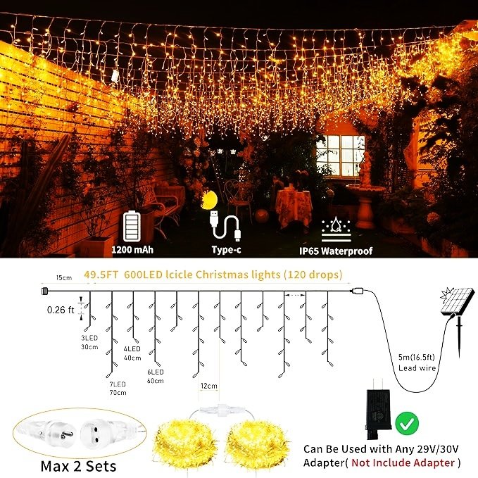 Outdoor LED Fairy String Lights for Christmas Wedding Family Parties Patio Commercial IP65 waterproof Icicle Light
