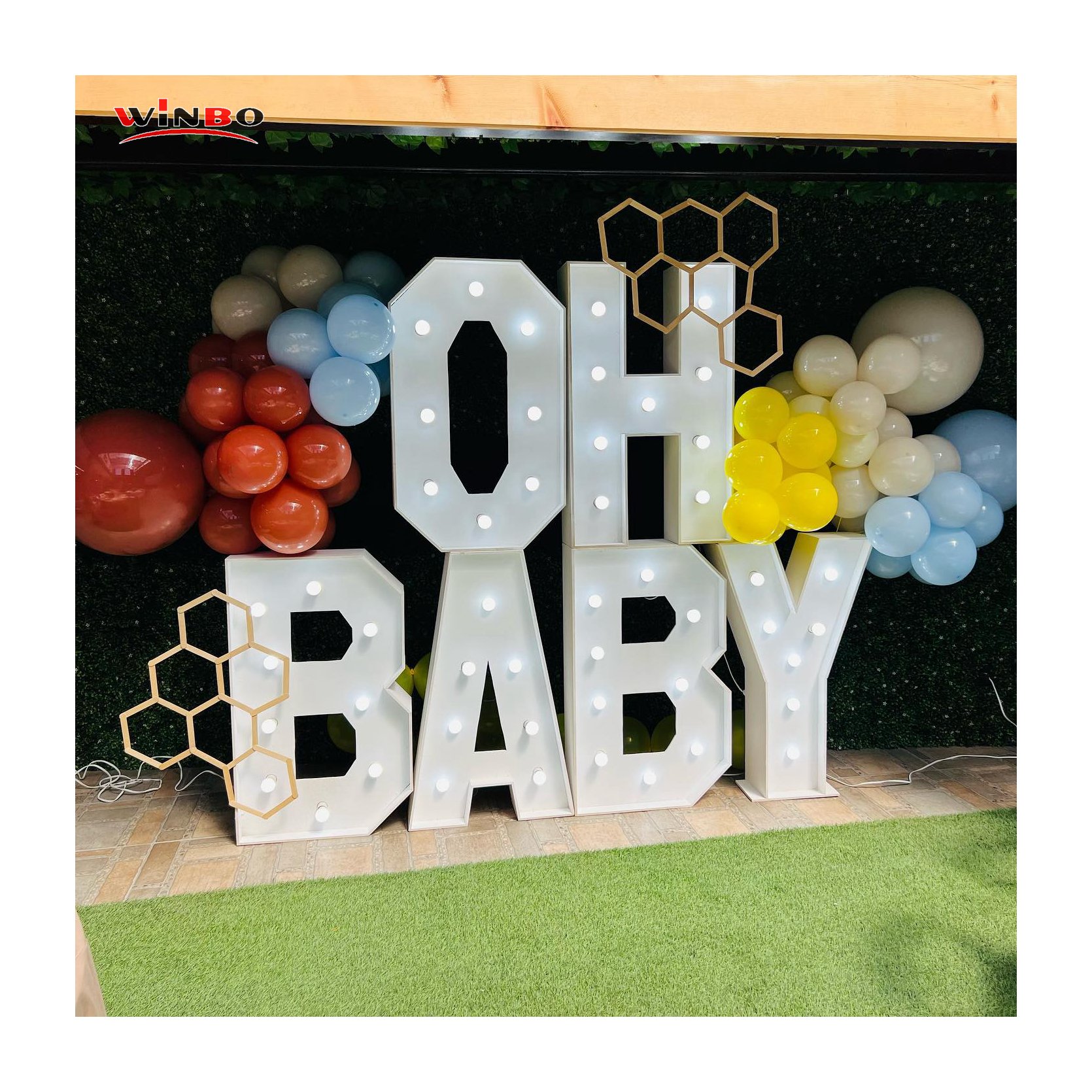 Winbo Manufacturer 3ft 4ft 5ft Customized Waterproof Giant Light Up Numbers Sign NO MOQ Marquee Letter