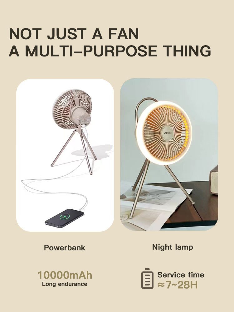 Camping Outdoor Multifunctional Fan Portable Lighting Ceiling Fan USB Tripod Electric Fan