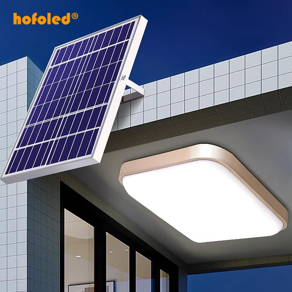 50W 100W 150W Solar Power Square Round Ceiling Lamp Led Waterproof Indoor Ceiling Solar Lighting