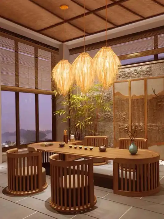 creative vintage Southeast Asia rattan-weaved Pine cone pendant light for dining room or restaurant sea Resorts