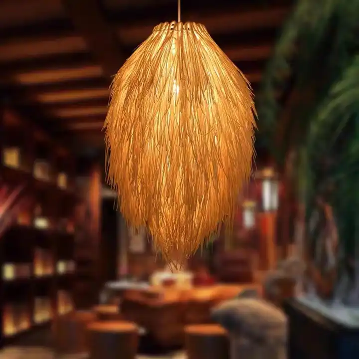 creative vintage Southeast Asia rattan-weaved Pine cone pendant light for dining room or restaurant sea Resorts