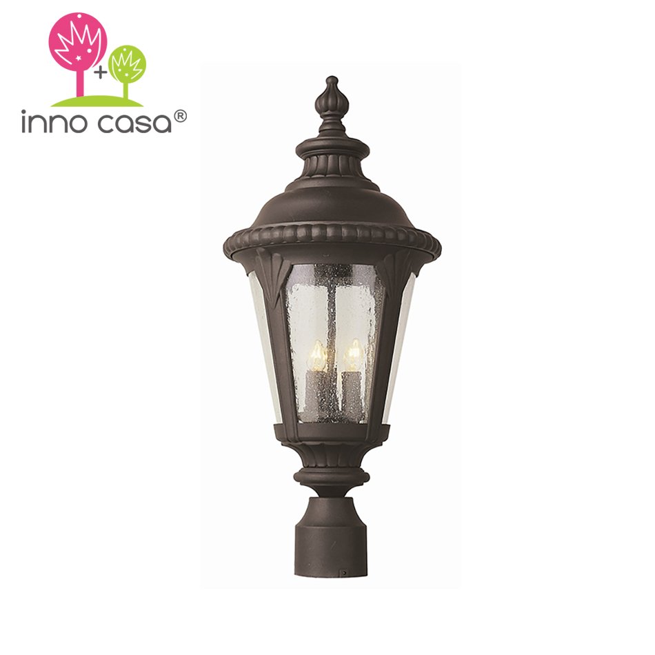 Wholesale Modern Aluminum Clear Seeded Glass Shade Black Brown Pendant Outdoor ceiling light for Garden with IP44 waterproof