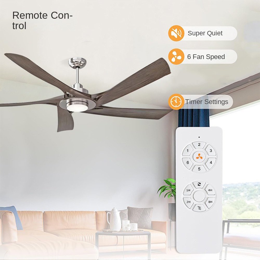 Industrial Nordic Silent Motor 3 Wood Blades LED Ceiling Fan Lamp With Remote Control Wood Ceiling Fan Lighting