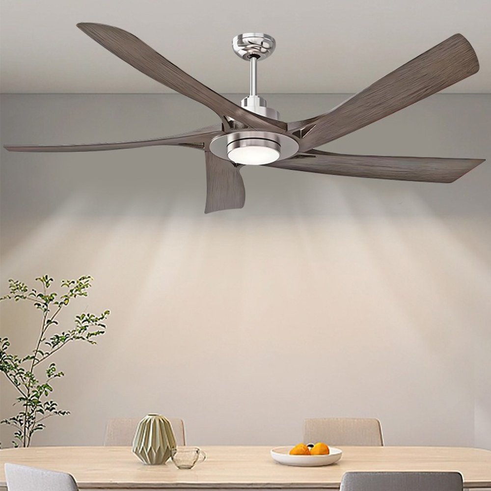 Industrial Nordic Silent Motor 3 Wood Blades LED Ceiling Fan Lamp With Remote Control Wood Ceiling Fan Lighting