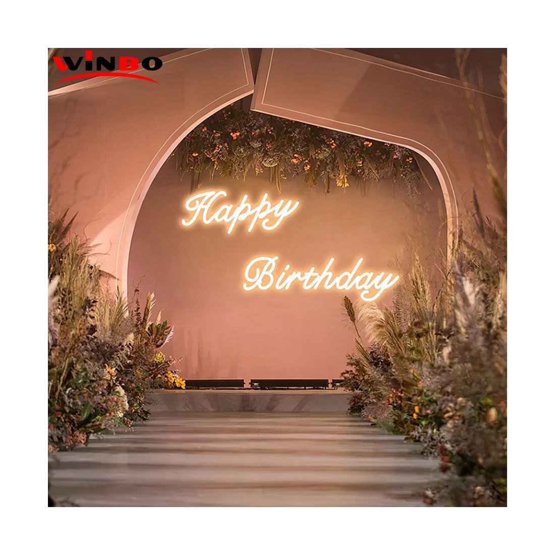 Winbo ODM Personalized Happy birthday letters Custom led silicon 1cm cut light Name Logo Neon sign for Birthday party wall decor