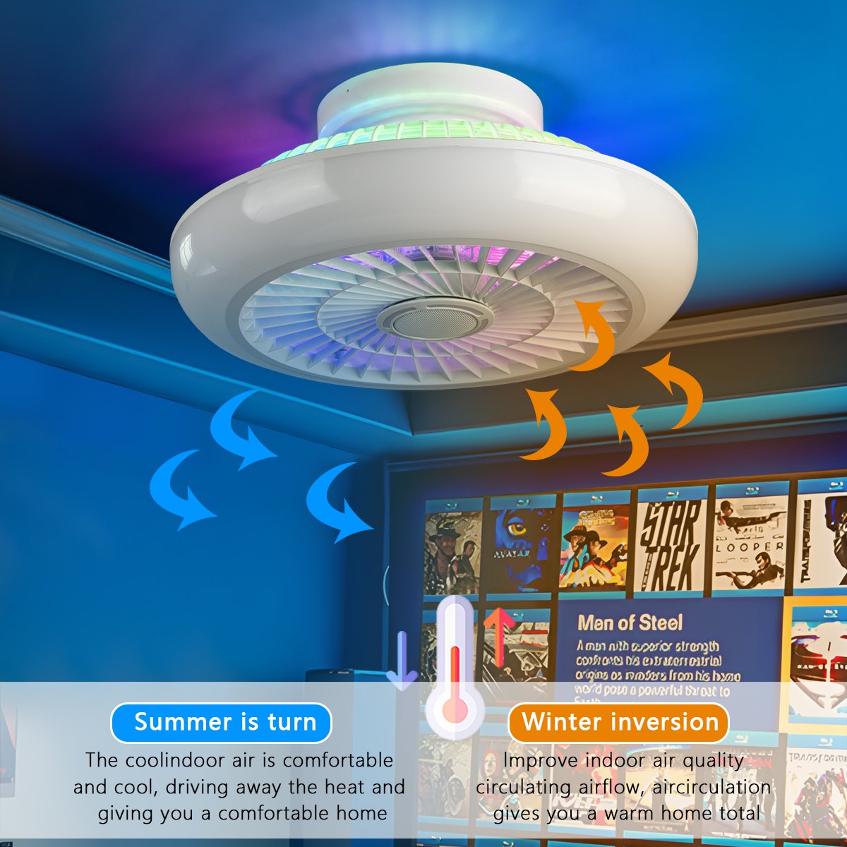 Design Electric Ceiling Fan Light OEM Invisible Blade Living Room Decorative Enclosed Ceiling Fans Light Lamp