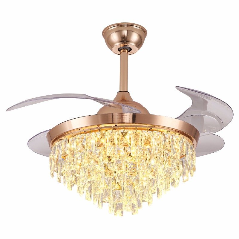 Luxury Chandelier Lustre De Cristal Ball Pendant Hanging Lamp Kitchen Industrial Big Large Crystal Led Ceiling Fan With Light