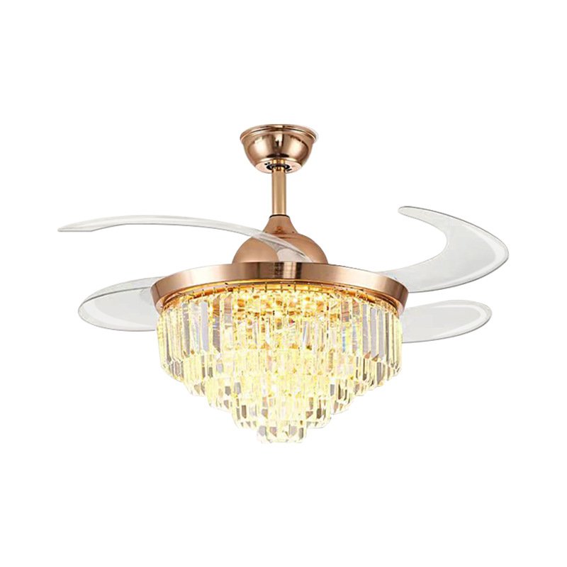 Luxury Chandelier Lustre De Cristal Ball Pendant Hanging Lamp Kitchen Industrial Big Large Crystal Led Ceiling Fan With Light