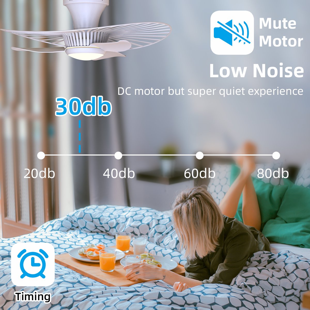 New Modern Style Mute Design Indoor Decorative 42 Inch Remote Control Led Ceiling Fan With Light