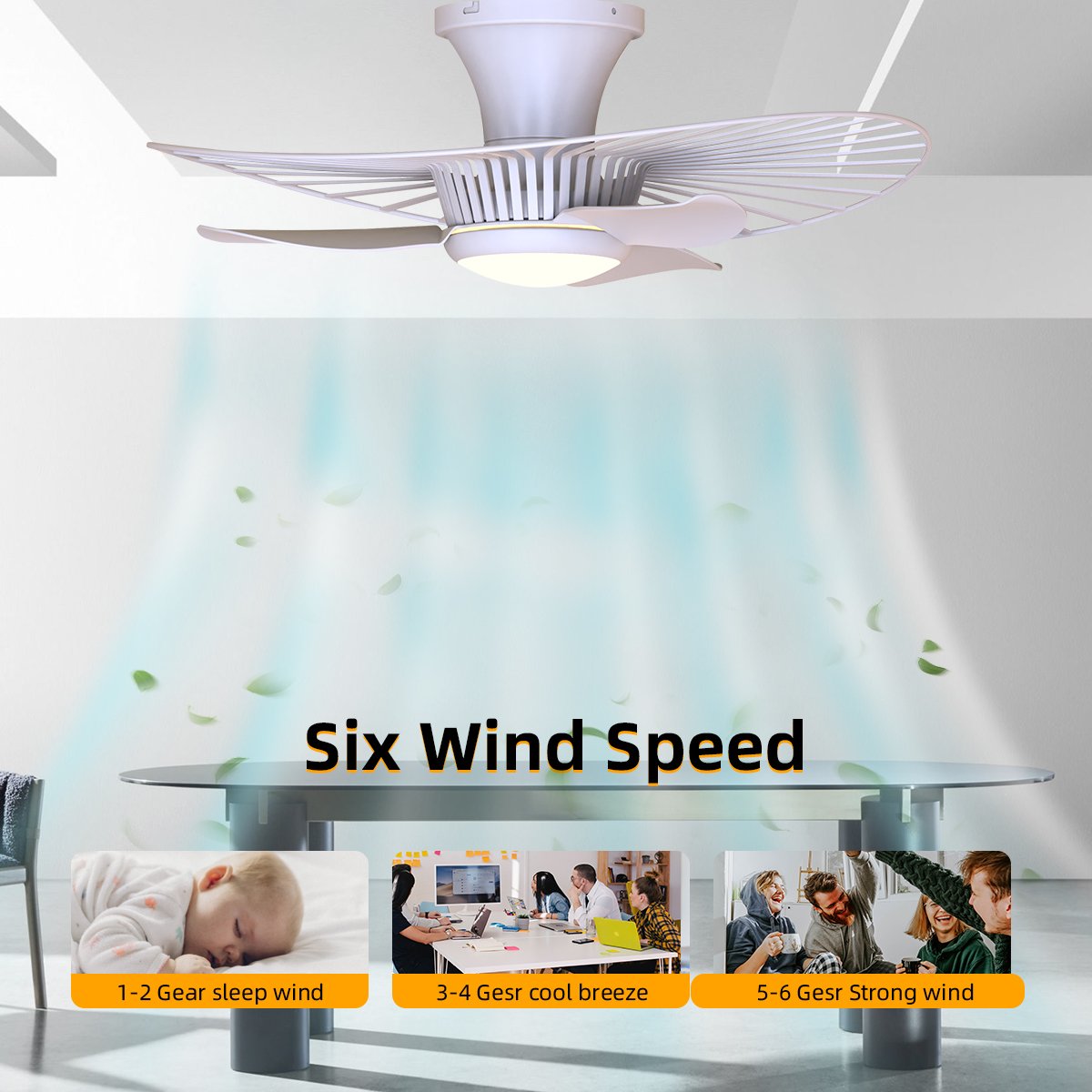 New Modern Style Mute Design Indoor Decorative 42 Inch Remote Control Led Ceiling Fan With Light