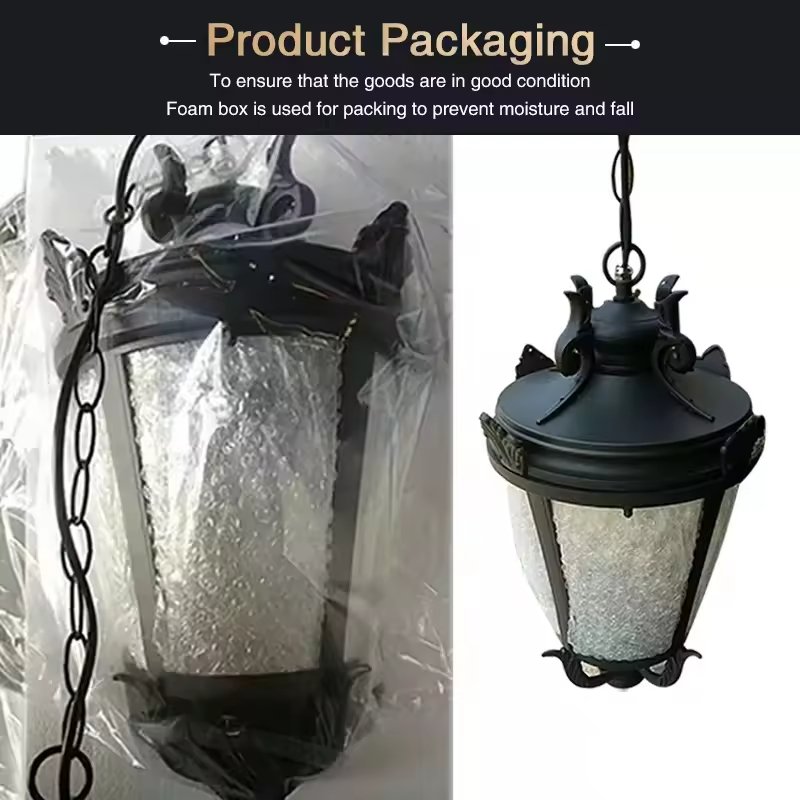 Outdoor waterproof Vintage decorative glass shade luxury chandeliers LED ceiling light for Indoor lighting
