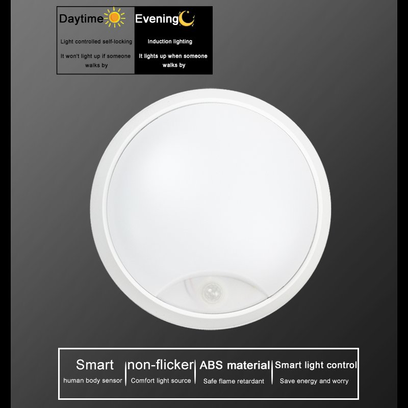 AC220V IP65 high lumen ABS waterproofLED Ceiling Lights with PIR Motion Sensor outdoor indoor round LED wall ceiling light for a