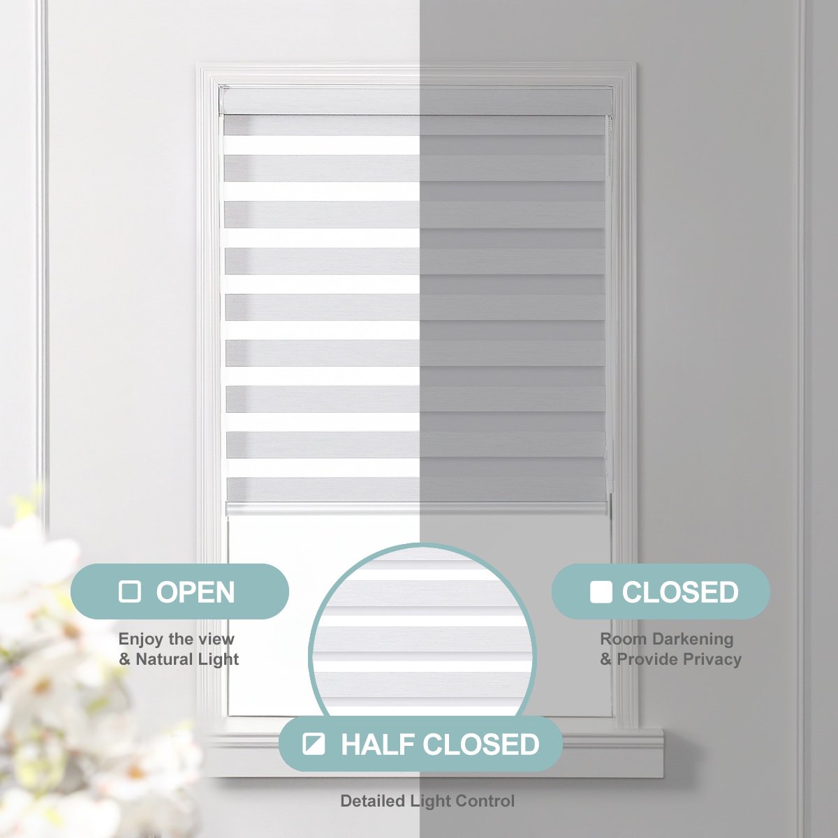 Waterproof Automatic Double Layer Sun Shade For Home Window Blind Blackout Fabric Zebra Shade Motorized Zebra Blinds