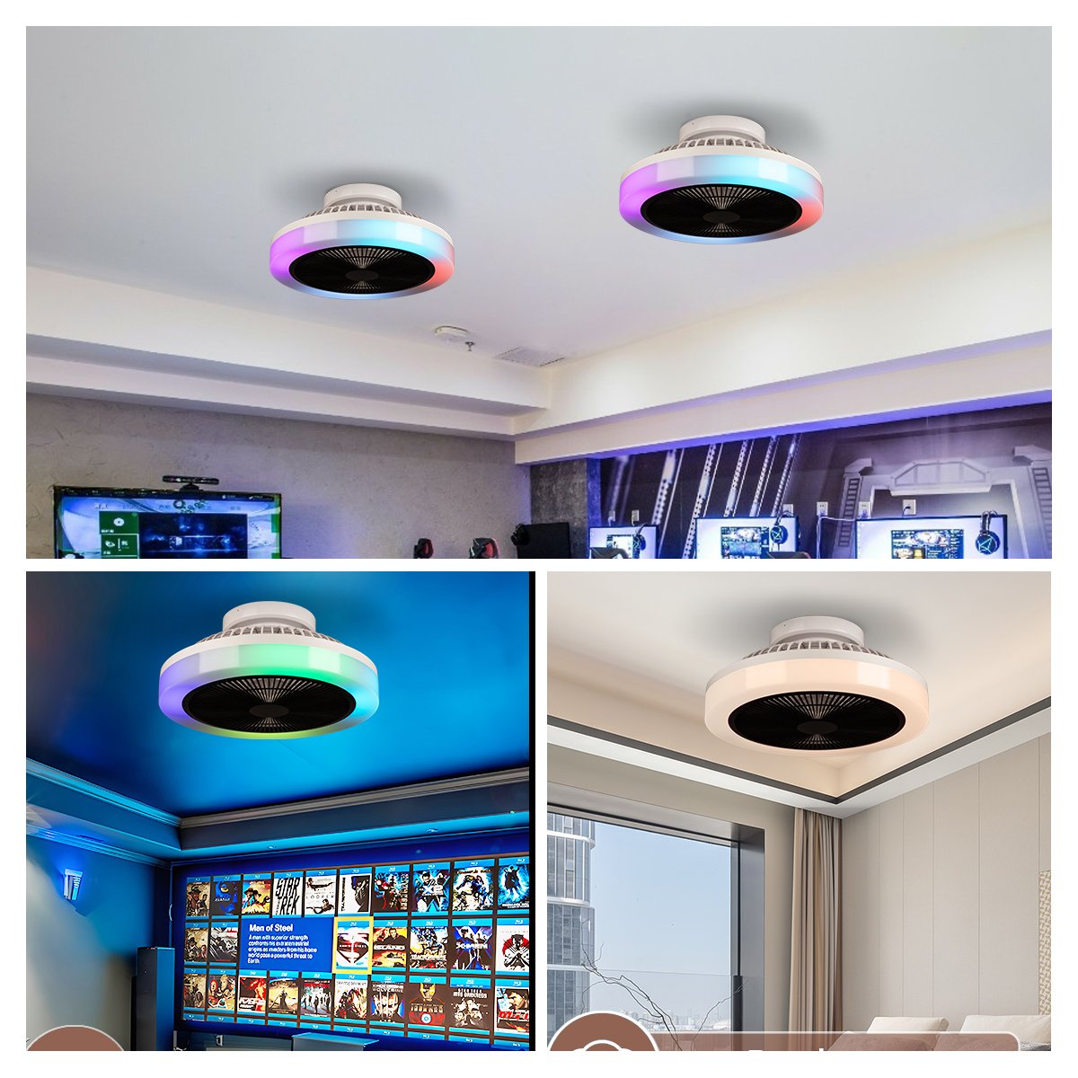 Ceiling Fan with Light And Remote for Bedroom Led Lamp Controlled Fans Smart Control Rgb Morden Ceiling Fan