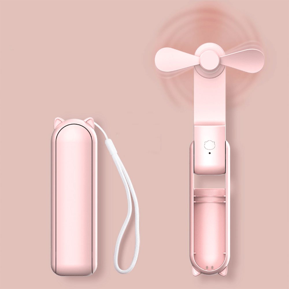 2024 new handheld mini usb Portable Power Bank 2-in -1 Bass folding fan