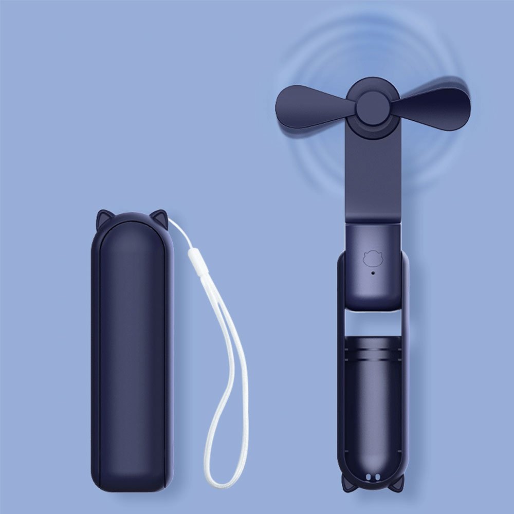 2024 new handheld mini usb Portable Power Bank 2-in -1 Bass folding fan