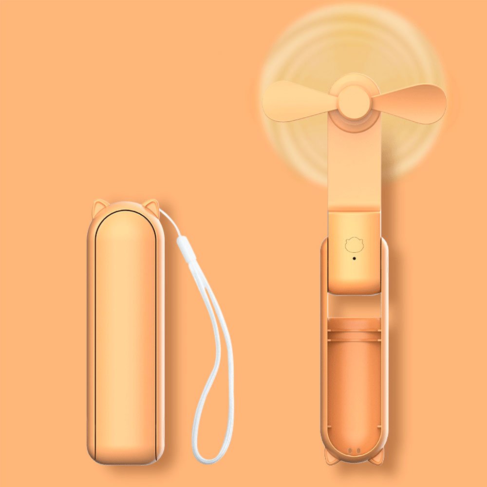 2024 new handheld mini usb Portable Power Bank 2-in -1 Bass folding fan