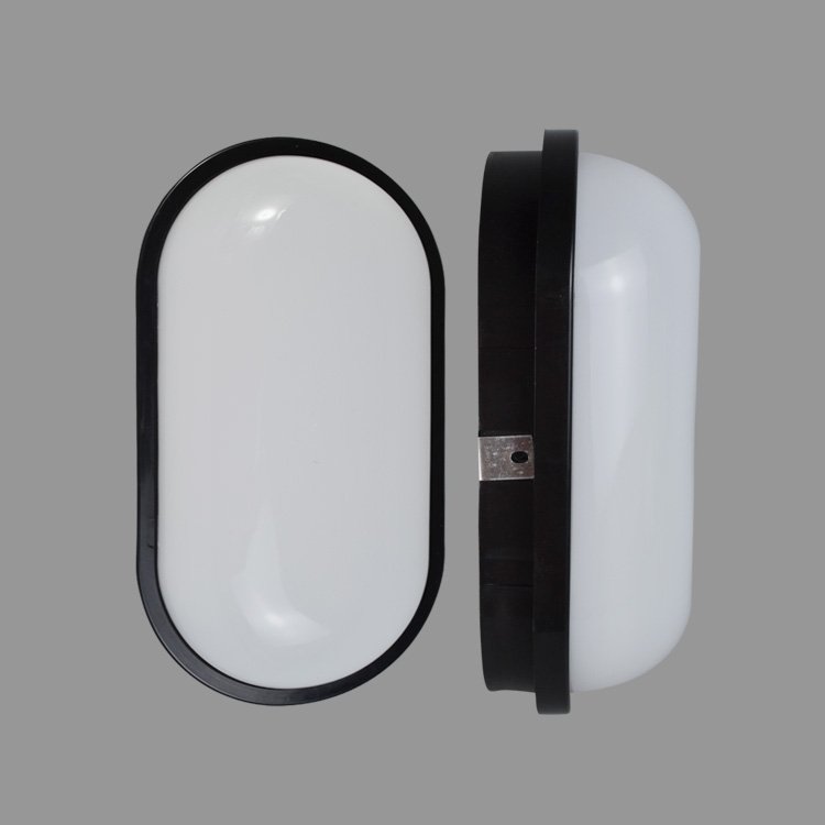 Ningbo External Outdoor Oval Round Large Black Ceiling LED Bulkhead Wall Light 8W 12W 15W 18W 20W 22W Bulkhead Lamp Plastic IP54