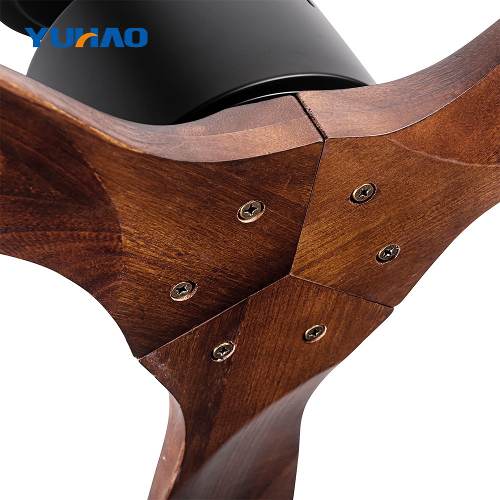 Modern 52" Solid Wood Wooden Leaf Villa Living Room DC Motor Brushless BLDC Ceiling Fans Ceil Fan Remote Control Without Lights