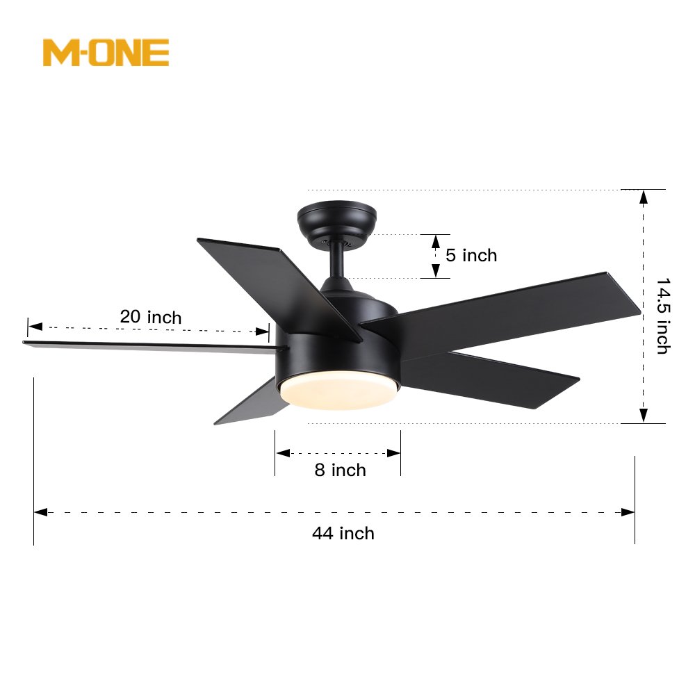 American Styles Downrod 44 Inch Modern BLDC Motor Indoor Outdoor Integrated Black LED Ceiling Fan With Light