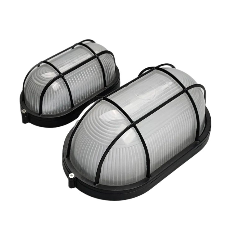 IP65 Oval and round Shape Industrial Ceiling Lamp E27 Holder Moisture proof Black Bulkhead Wall Light