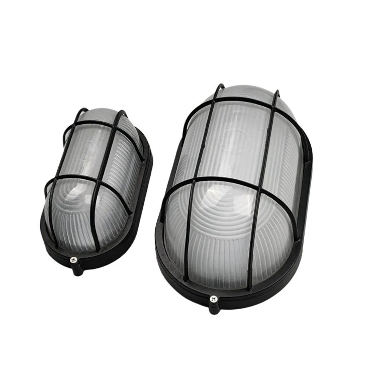 IP65 Oval and round Shape Industrial Ceiling Lamp E27 Holder Moisture proof Black Bulkhead Wall Light