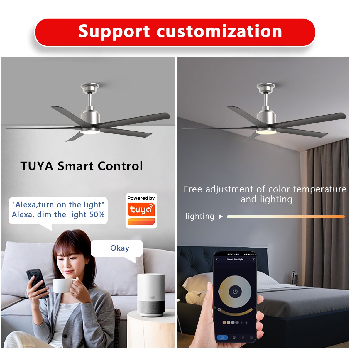 52 Inch Ceiling Fan Decorative Smart Remote Control ABS Large Modern Bldc Ventilador De Techo Ceiling Fan