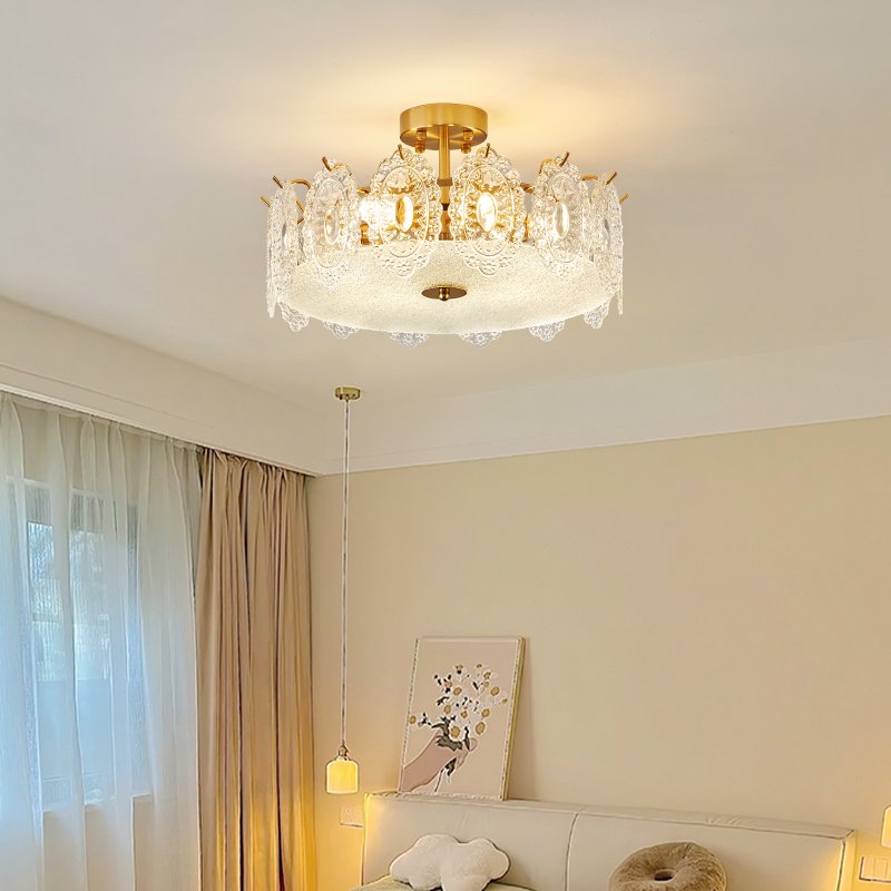French Light Luxury Crystal Ceiling Light Modern And Simple Atmosphere French Cream Style Bedroom And Hall Lighting Fixtures