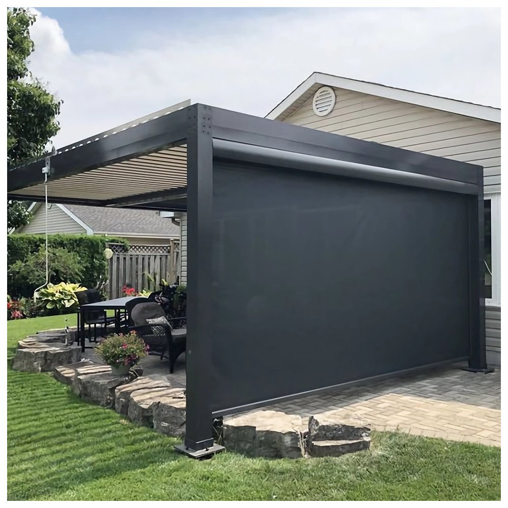 Custom Wind Resistant Motorized Sunshade Aluminum Waterproof Zip Roller Screen