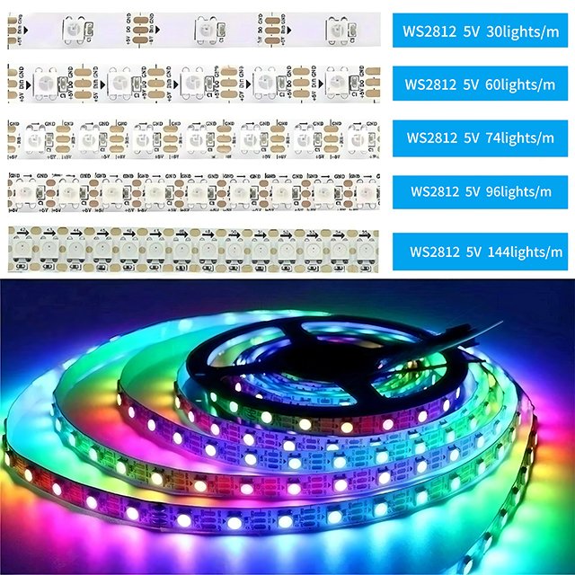 Low voltage ws2812b SMD 5050 Indoor and outdoor RGB light strip full color atmosphere light 5v USB-powered LED strip lights