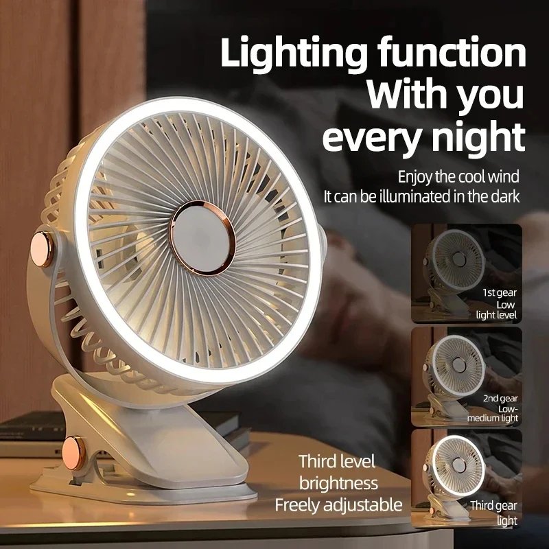 Portable Rechargeable Camping LED Light Fan Wireless Ceiling Electric Air Circulator with Clipon for Car RV Outdoor Use