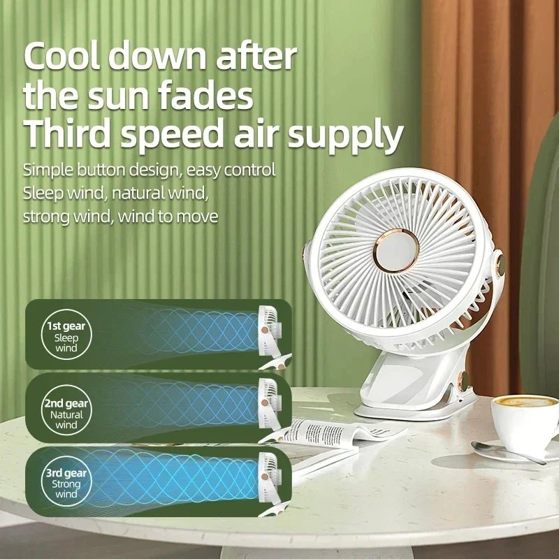 Portable Rechargeable Camping LED Light Fan Wireless Ceiling Electric Air Circulator with Clipon for Car RV Outdoor Use