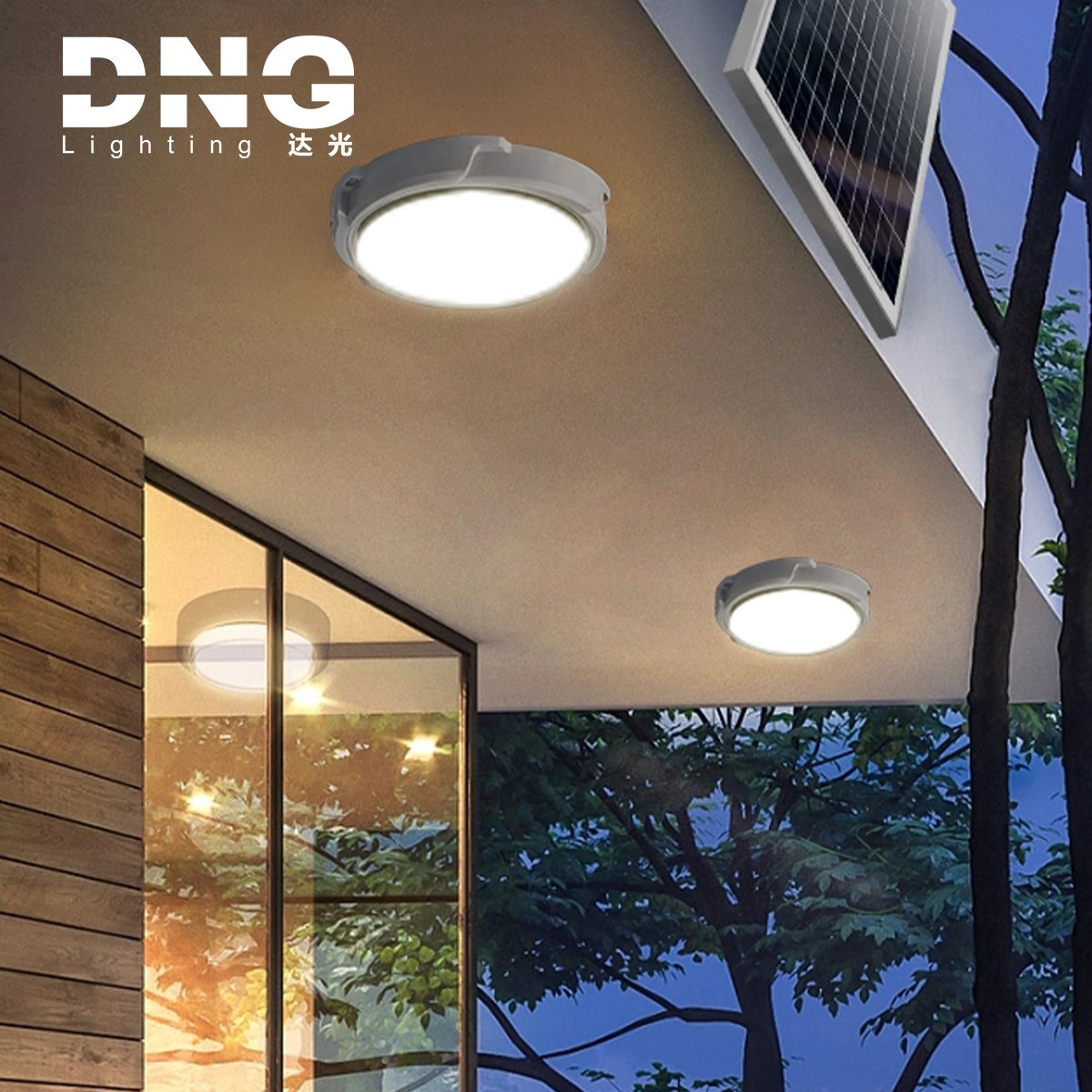 DNG Solar Ceiling Lights Indoor Outdoor Garden Light Remote Control Porch Patio Garage Outdoor Solar Lights For Garden Decor