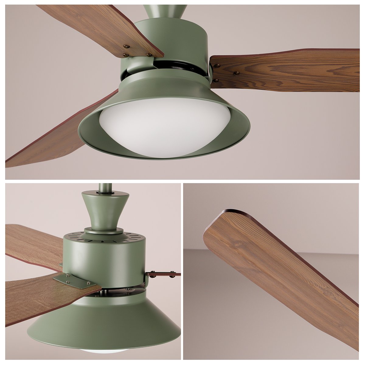 Wood Blade Fan led 52 Inch DC35W Round Ceiling Lamp for Indoor Home Lighting