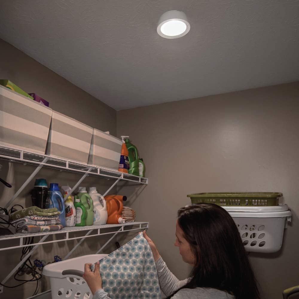 00 Lumen LED Wireless Battery Powered Motion Sensing Indoor/Outdoor Ceiling Light, 2-Pack, White
