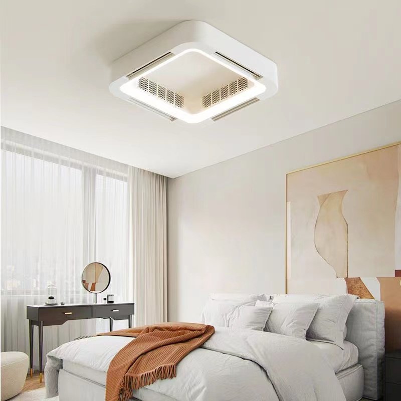 New Modern Simple Ceiling Lamp without Vane Blade Less Ceiling Box Fan Remote Control Square Bladeless Ceiling LED Light