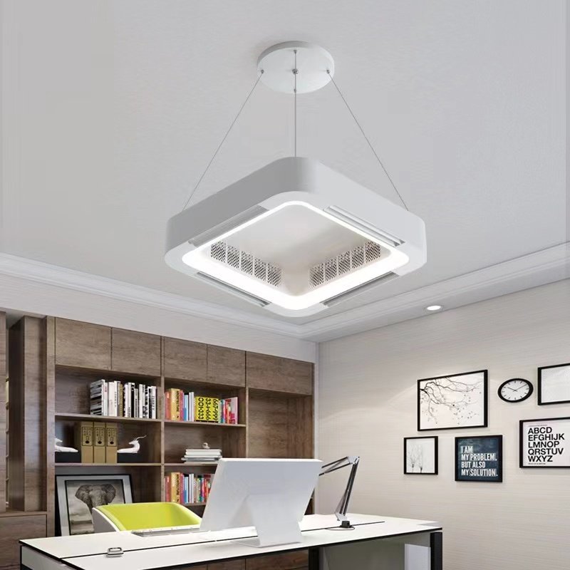 New Modern Simple Ceiling Lamp without Vane Blade Less Ceiling Box Fan Remote Control Square Bladeless Ceiling LED Light