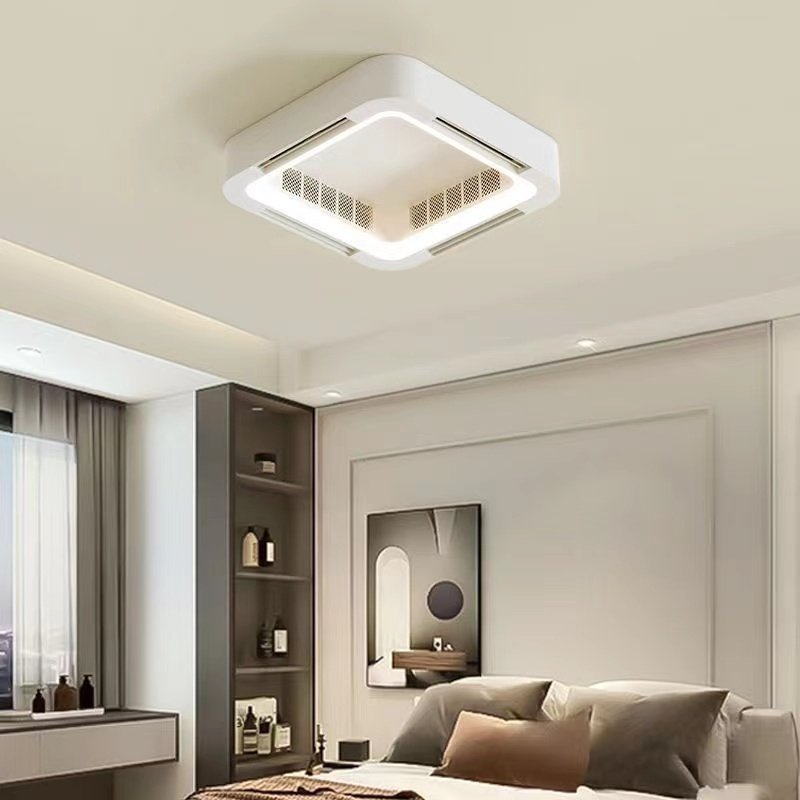 New Modern Simple Ceiling Lamp without Vane Blade Less Ceiling Box Fan Remote Control Square Bladeless Ceiling LED Light